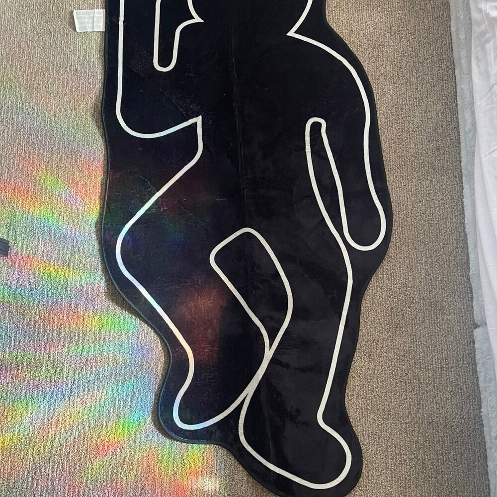Large Crime Scene Body Outline Rug Black Novelty Area Rug Goth Halloween Decor